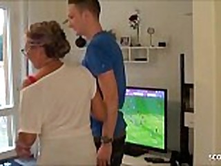 German Wife Fuck Young Deliver Guy and Cuckold Husband Watch